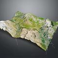 Detailed 3D Mountain Landscape Featuring Green Vegetation White Rocks And Natural Terrain