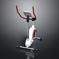 Modern Stationary Exercise Bike With White Frame Red Handlebar And Digital