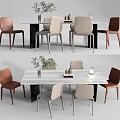 Modern Dining Table and Chair Combination Long Table Dining Chair 3d model