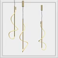 Modern Pendant Lights With Golden Metal Rods And Curved White Light Design
