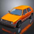 Orange Classic Hatchback Car With Retro Design And Shiny Exterior