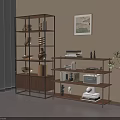 Bright Room With Metal Wooden Shelves Clay Pots Books Radio Decorations Wall Art And Plant