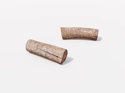 Two Brown Textured Leather Roll Up Pouches With Elegant Design And Smooth Finish 3d model