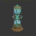 Vintage Copper Frame Hourglass Lantern With Blue Purple Sand And Engraved Base
