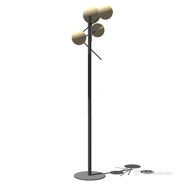 Modern Floor Lamp With Black Stand And Two Adjustable Round Shades For Interior Lighting 3d model 