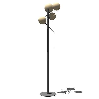 Modern Floor Lamp With Black Stand And Two Adjustable Round Shades For Interior Lighting 3d model