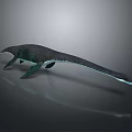 Plesiosaur 3D Model Long Neck Streamlined Body Dark Gray Skin On Gray Background With Reflection