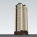 Modern High Rise Building Exterior Design With Decorative Top Windows And Dark Base