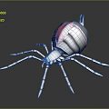 Red Spider 3D Rendered Model With Eight Legs Segmented Body On Gray Background