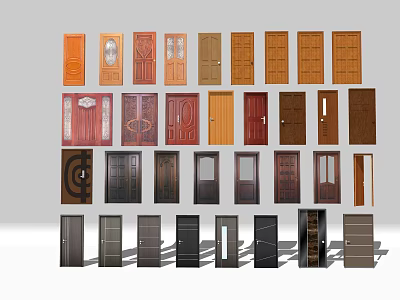 Diverse Hinged Door Designs With Various Materials For Home Interiors 3d model