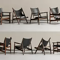 Modern Stylish Leisure Accent Chairs With Wooden Frame And Black Upholstery Design