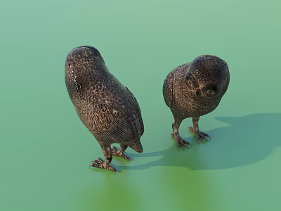 Realistic 3D Model of Two Reptiles on Green Background in Natural Style 3d model