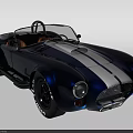 Blue Classic Convertible Sports Car With White Stripes And Open Top Design
