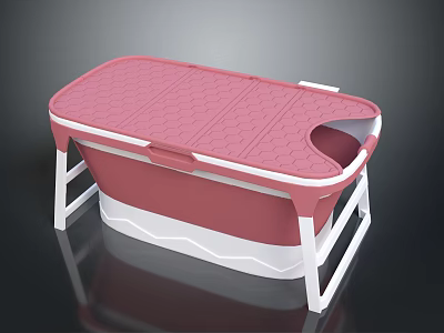 Foldable Pink White Storage Box with Lid for Home Organizing and Collapsible Design 3d model