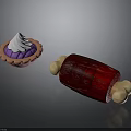 Delicious Homemade Tart With Purple Filling White Cream And Red Jelly Roll With Biscuit Sticks