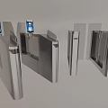 Public Facilities Modern Silver Metal Turnstiles With Blue Screens For Access Control