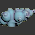 Abstract Spiral 3D Sculpture With Pastel Blue Purple Hues And Smooth Rounded Forms