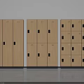 Wooden Storage Lockers With Numbered Doors Black Handles And Multiple Units