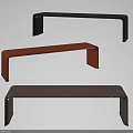 Sleek Modern Ottoman Benches in Brown Orange with Curved Lines and Contemporary Design
