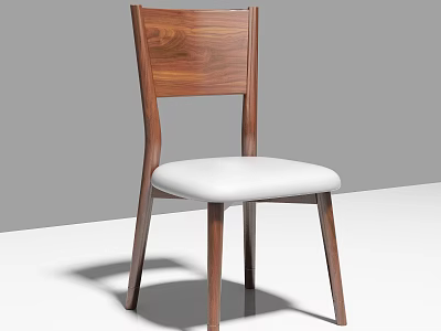 Modern Dining Chair With Wooden Frame Natural Wood Grain And White Upholstered Seat 3d model