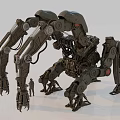 Giant Mechanical Robot With Multiple Arms And Complex Structure Beside Human Figure 3d model