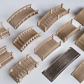 Multiple Wooden Landscape Bridges With Various Design Styles And Railing Structures