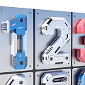 3D Numbers In Mechanical Design With Colorful Details And Geometric Shapes