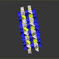 Colorful Geometric Structure With Blue Yellow Purple White Polygons And Reflection