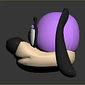 Cute Cartoon Dog Head Plush Toy with Purple Head Black Ears and Big Eyes