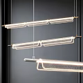 Contemporary Linear LED Chandelier with Sleek Metal Frame Hanging Illuminated Design