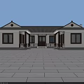 Traditional Chinese Detached Villa With Black Roof White Walls And Stone Pavement