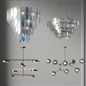 Metal Multi-Head Chandelier Entry Luxury Glass Crystal Chandelier Ring Villa Chandelier Hall Lobby Chandelier Guest Dining Room Chandelier Bedroom Room Chandelier 3d model