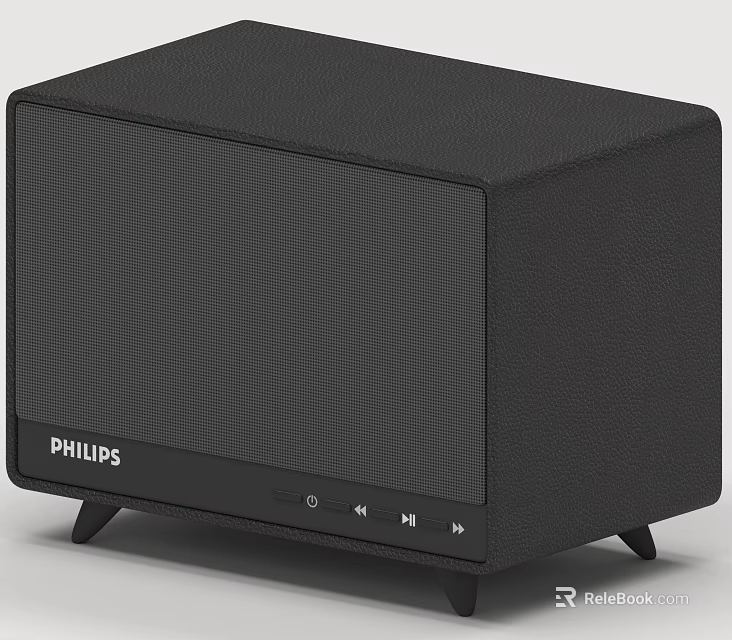 Philips Modern Black Compact Speaker With Textured Surface And Control Buttons 3d model 