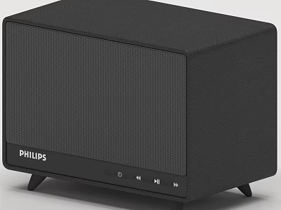 Philips Modern Black Compact Speaker With Textured Surface And Control Buttons 3d model