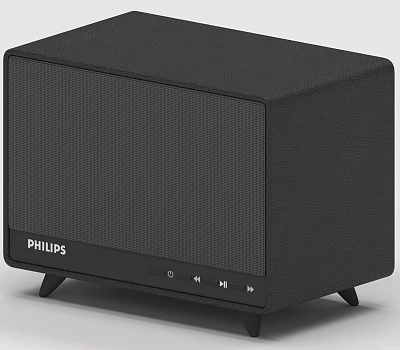 Philips Modern Black Compact Speaker With Textured Surface And Control Buttons 3d model