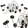 Modern Black Metal Chandelier Featuring Spherical Lamps And Interwoven Lines
