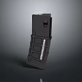 Black Tilted Weapon Magazine With Grid Design On Gray Gradient Background 3d model