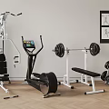 Home Gym Fitness Equipment With Multi Functional Trainer Elliptical Machine Barbell Dumbbells And Weight Bench
