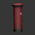 Vintage Red Postbox With Classic Cylindrical Structure And Smooth Surface