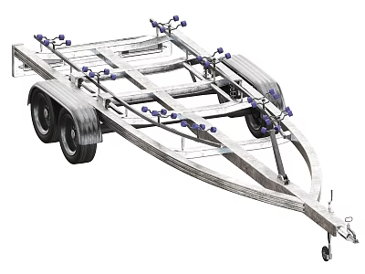 Practical Utility Trailer With Metal Frame Multiple Wheels And Securing Fixtures 3d model