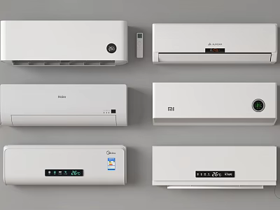 Various Wall Mounted Air Conditioner Fans With Modern Design And Digital 3d model