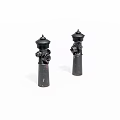 Two Black Fire Hydrants As Essential Fire Safety Equipment On White Background 3d model