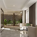 Spacious Modern Elevator Lobby With Sofa Green Plants Large Windows And Natural Light
