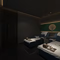 Luxurious SPA Sauna Space With Comfortable Loungers Green Accent Wall And Side Tables