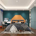 Modern Kids Bedroom With Plush Toy Study Desk And Sports Items