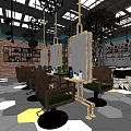 Modern Hair Salon Interior With Stylish Chairs Mirrors Workstations Decor And Lighting
