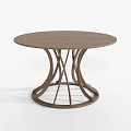 Round Wooden Dining Table With Unique Crossed Legs Design And Light Brown Finish