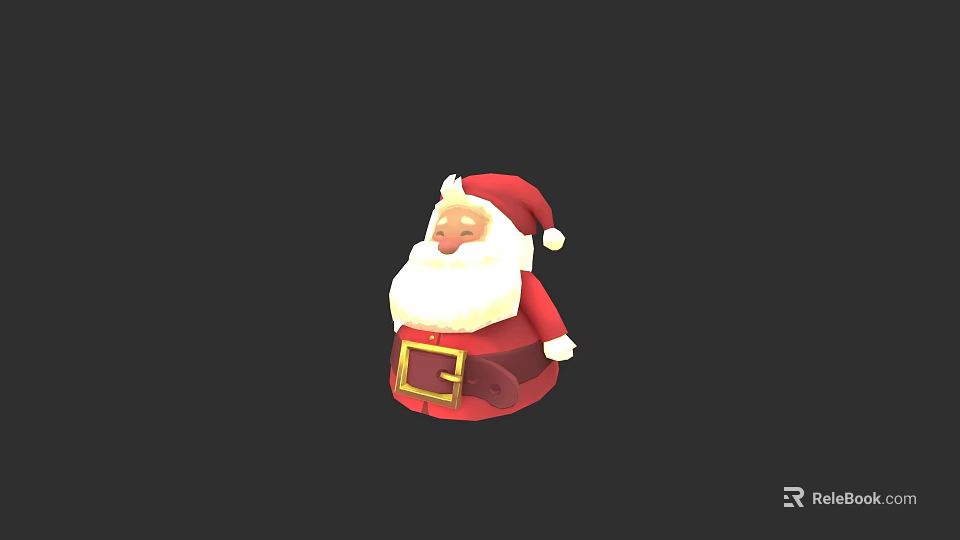 Handmade Santa Claus Sculpture Carving With Red Hat And White Beard 3d model 