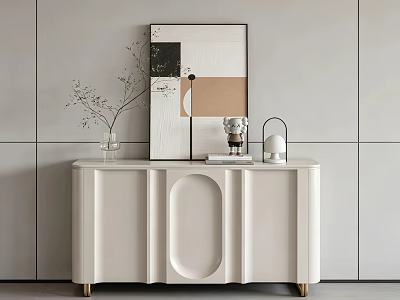 Modern Luxury Cream White Entryway Side Cabinet With Elegant Decor For Stylish Home Interior 3d model
