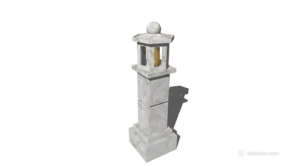 Classical Stone Pillar Outdoor Light With Spherical Top And Garden Decoration 3d model 